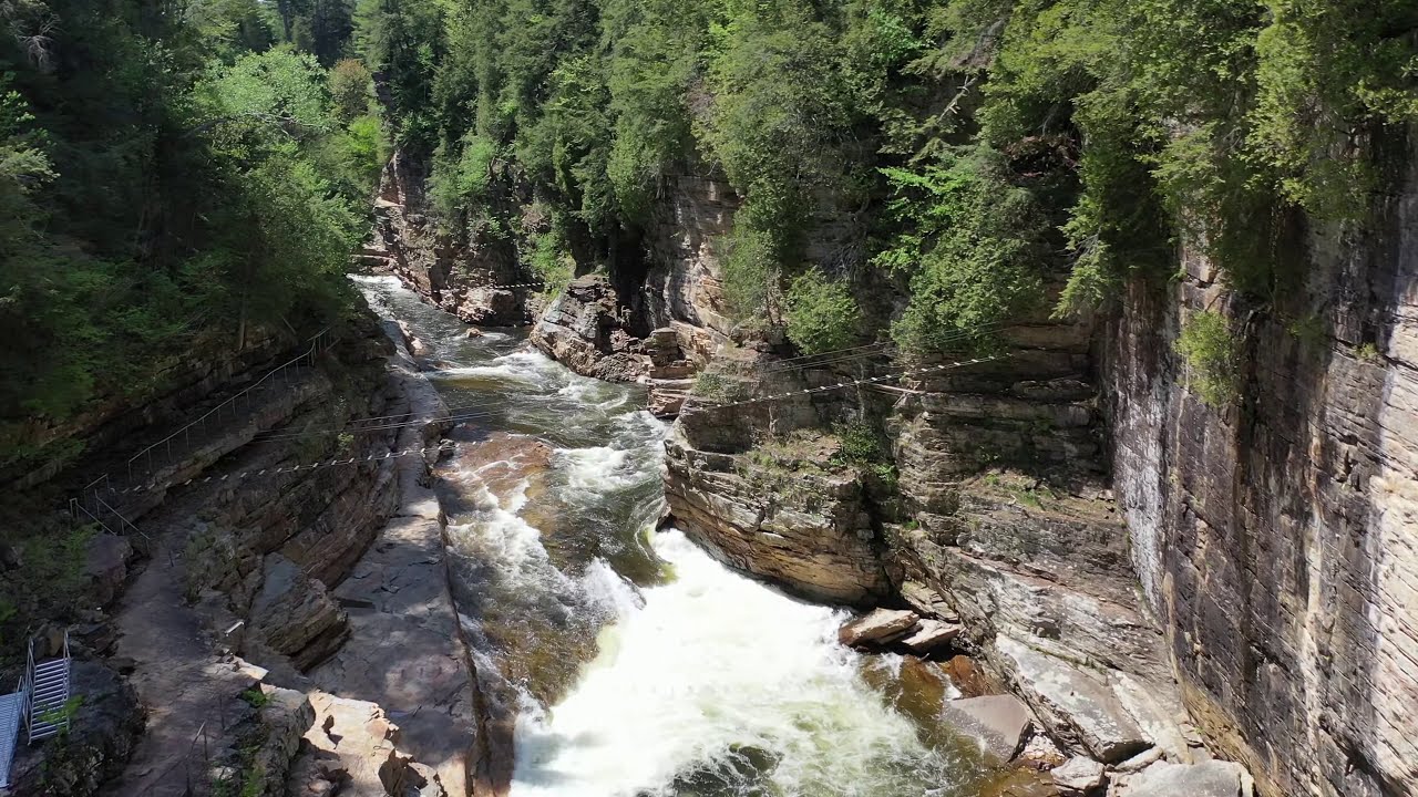 Ausable Chasm - Aerial View (4K)