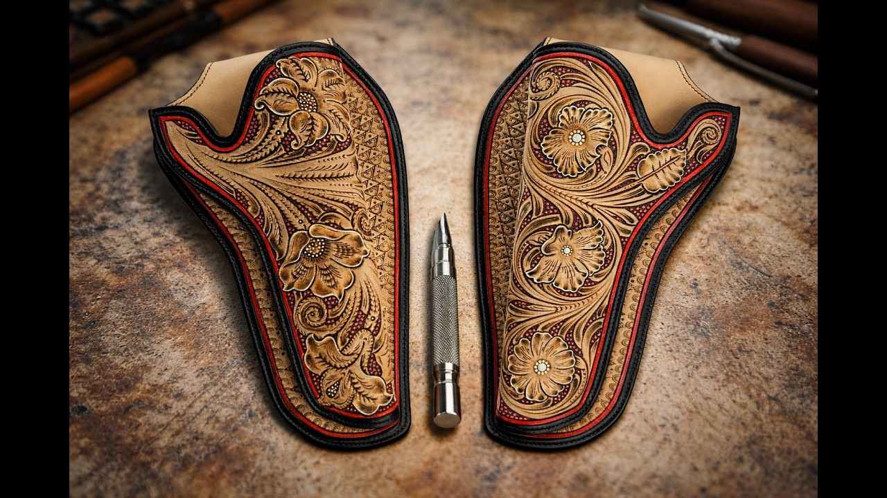 How I improved my Leathercraft/Leather ideas -  Leather gun holster making ASMR