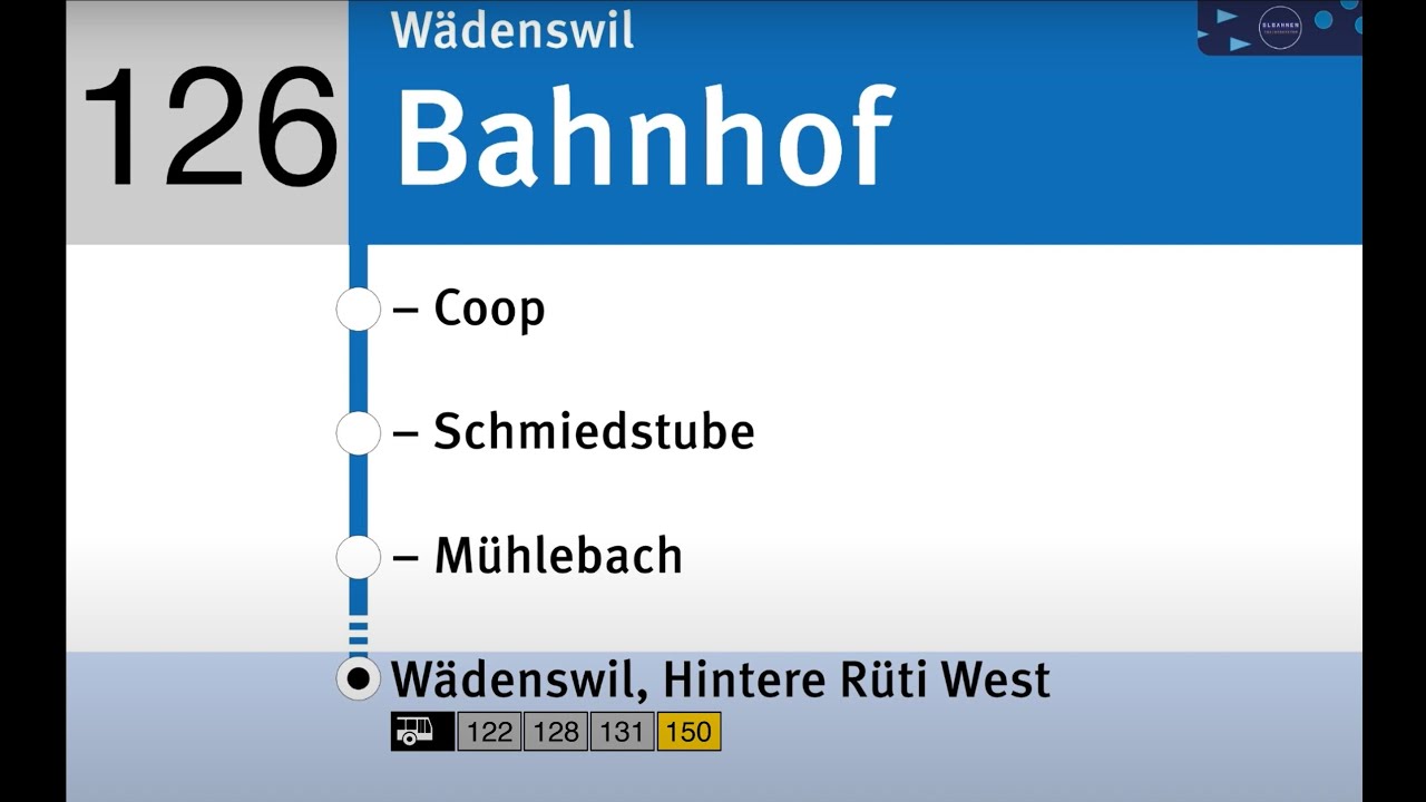 SZU Ansagen » 126 Wädenswil, Bahnhof — Wädenswil, Hintere Rüti West | Zimmerbergbus | SLBahnen