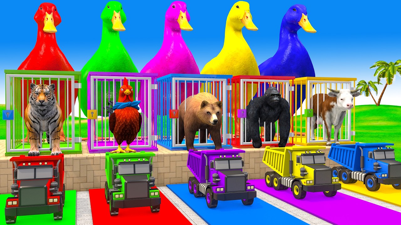 Long Slide Game With Cow Elephant Gorilla Hippopotamus Tiger 3d Animal Game Funny 3d Animals