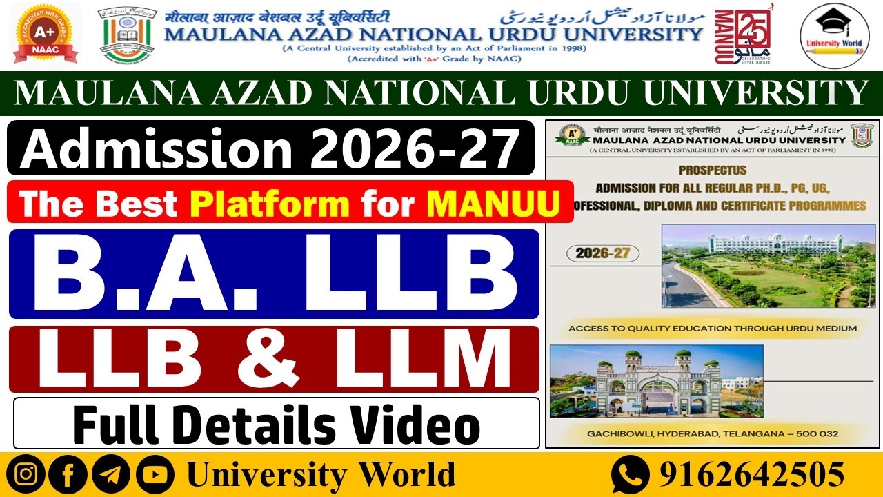 Manuu B.A LLB, LLB & LLM Admission Process | Seats, Syllabus, Fees | @UniversityWorld