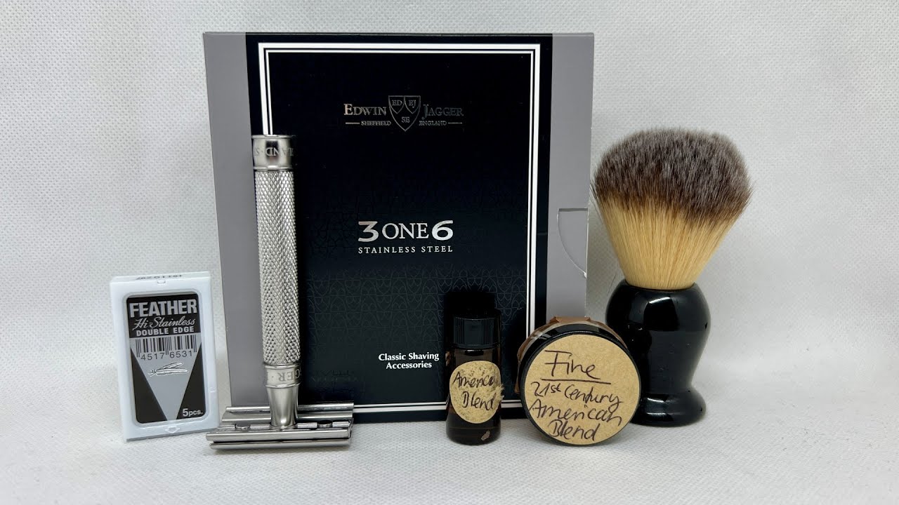 Klassische Rasur  Fine 21st Century American Blend, Edwin Jagger 3ONE6, FATHER blade, Rockwell brush
