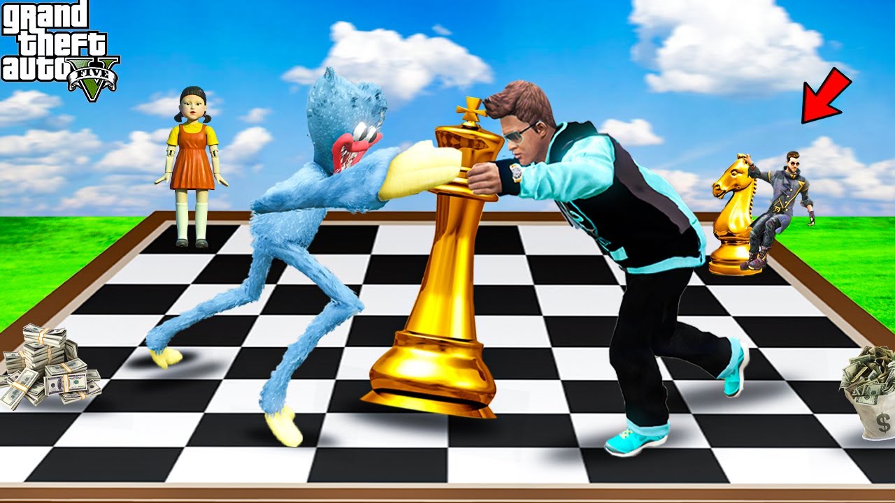 Franklin Vs Huggy Wuggy Playing Chess With Squid Game | Squid Game In GTA 5