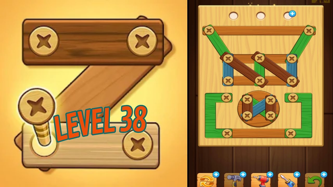 🏅 SCREW PUZZLE: Wood Nut & Bolt 🤪 Level 38 🧩 Gameplay Walkthrough