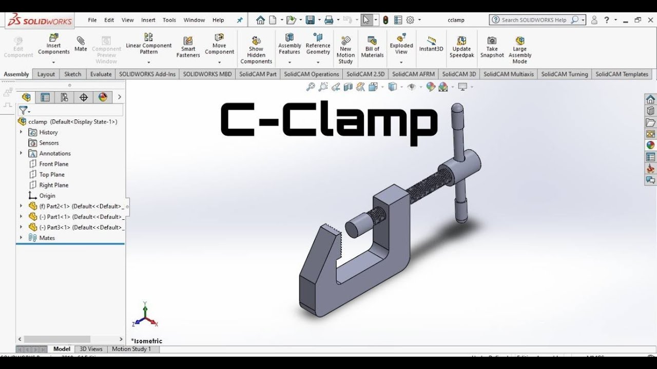 How to create C-CLAMP ( Tutorial)-Solidworks