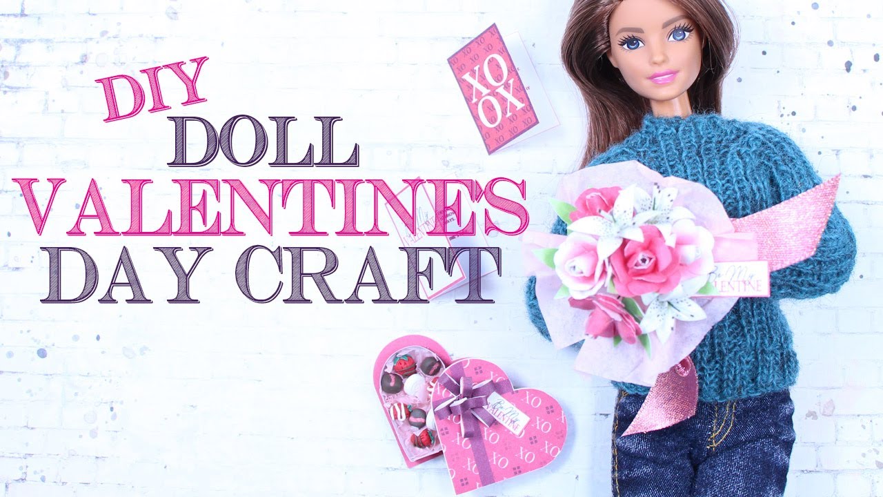 DIY - Barbie Valentine’s Craft  - Miniature Bouquet, Chocolate Box, and Cards  - 1:6 Scale