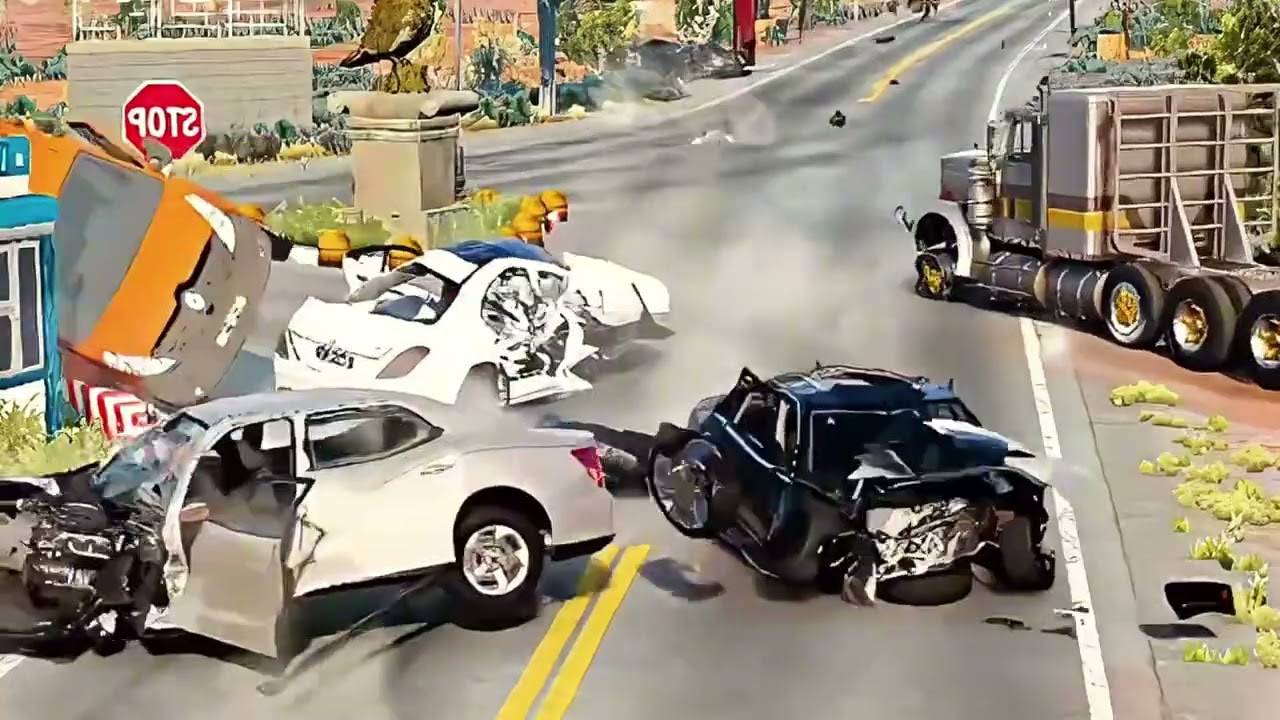 Realistic Highway Car Crashes #30 - BeamNG.Drive