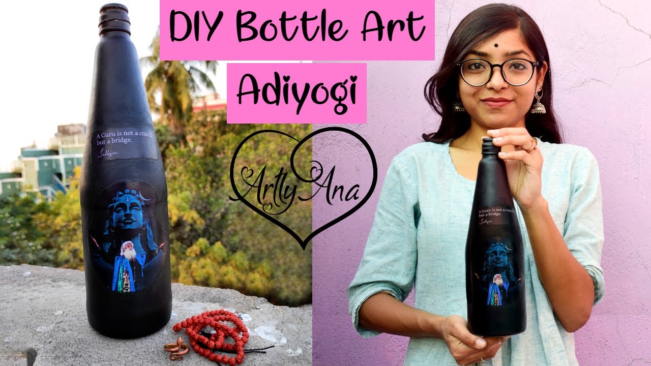 Adiyogi bottle art | Adiyodi art | how to do bottle art for beginners
