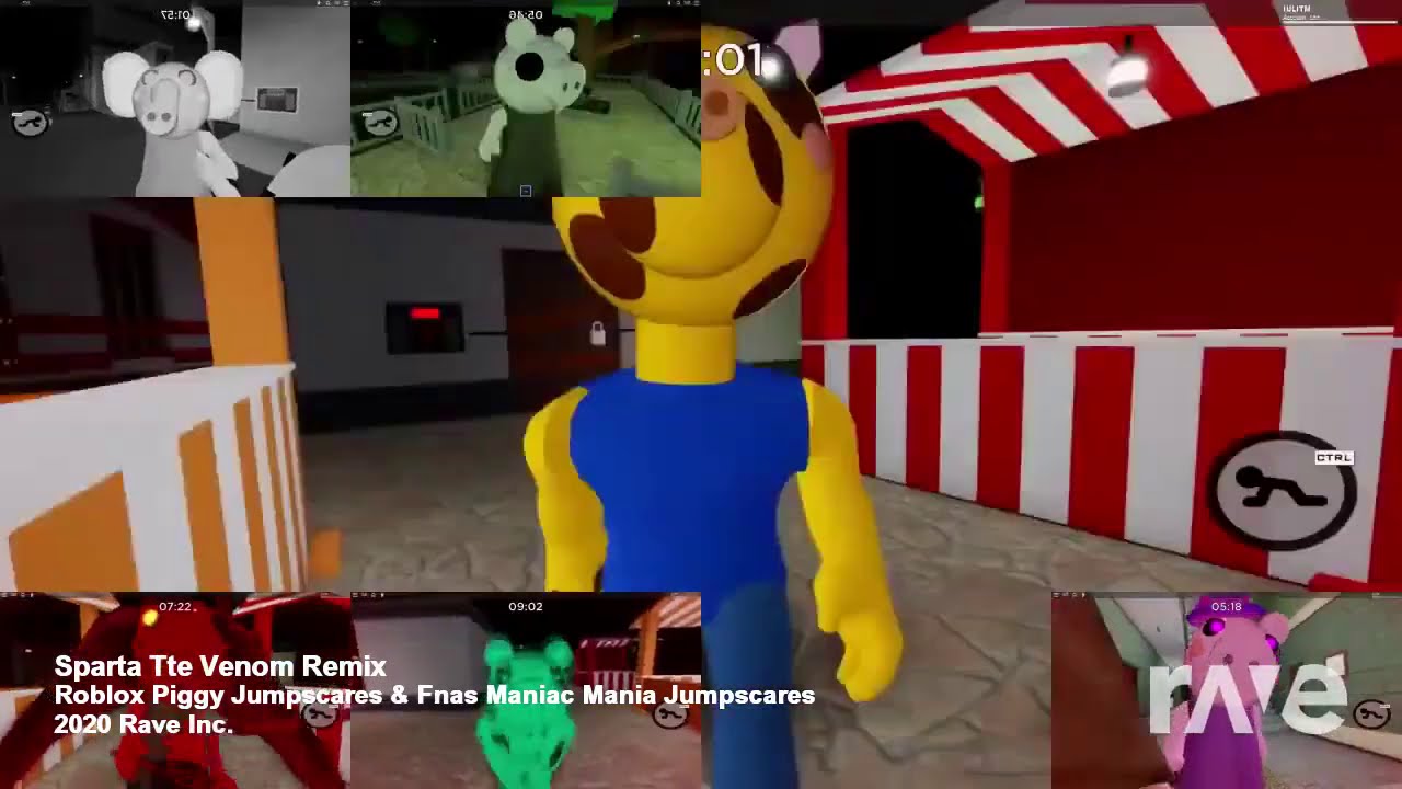 Sparta Tte Venom Remix - Roblox Piggy Jumpscares & Fnas Maniac Mania Jumpscares | RaveDj