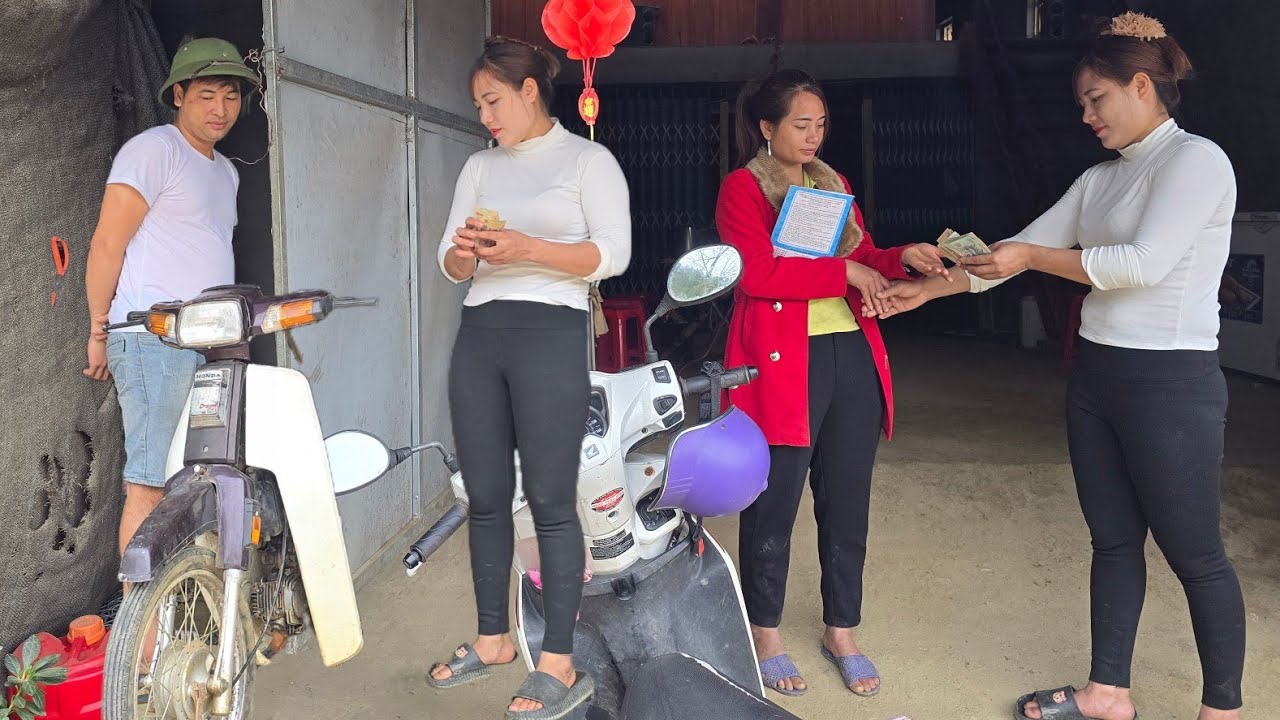 The girl sold her old motorbike and also paid the rent to the landlady who rented the workshop.