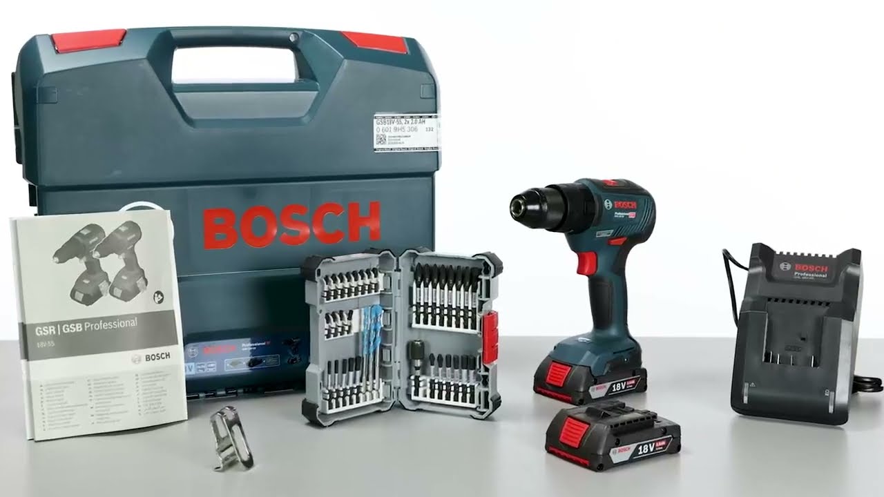 Bosch Professional Sistema 18V Trapano Avvitatore con Percussione GSB 18V-55