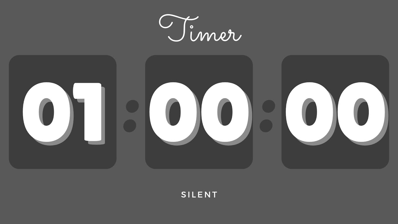 🖤 1 Hour Silent Timer with Cute Ending Alarm | Pastel Dark Timer