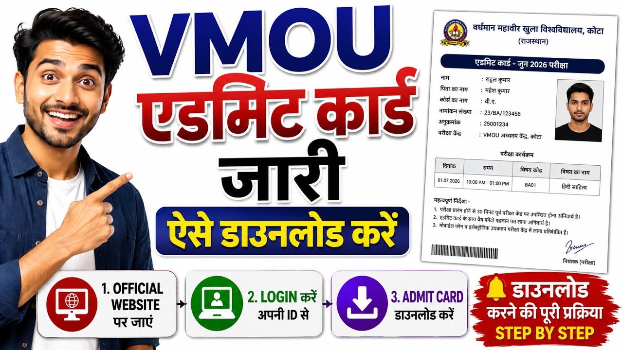VMOU Exam Admit Card Released 2026 | BA BSc BCom MA MSc MCom DLIS DYS Defaulter Mercy