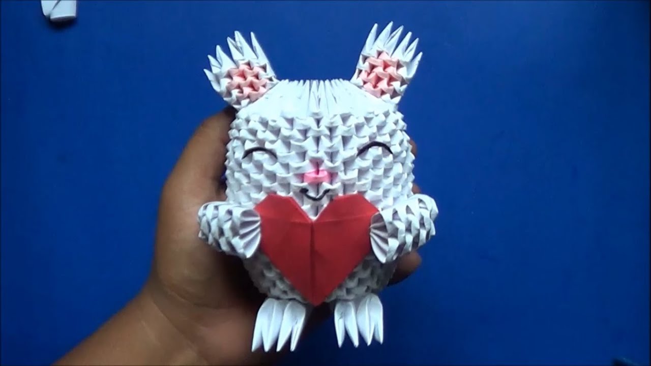 Origami 3D Conejo con Corazón