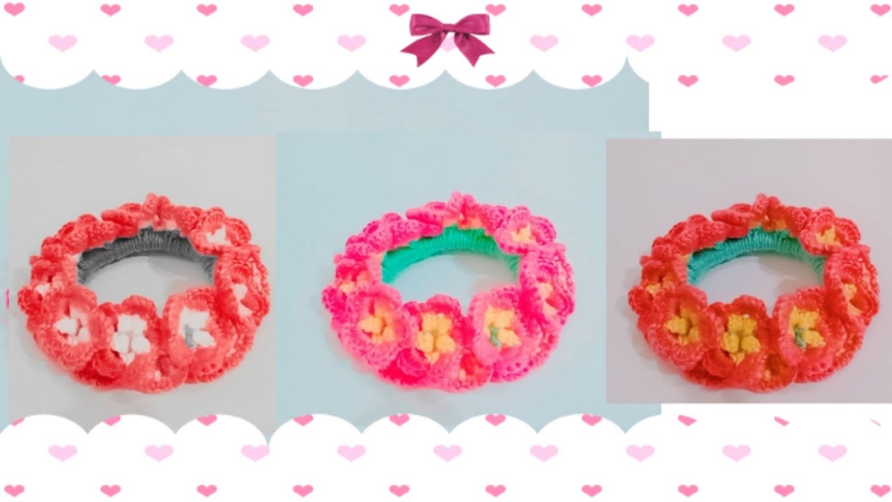 ถักยางมัดผม How to crochet hair band