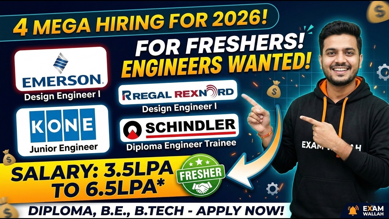 4 MEGA MNC Hiring 2026! Emerson, KONE, Schindler, Regal Rexnord | Freshers Eligible 🚀