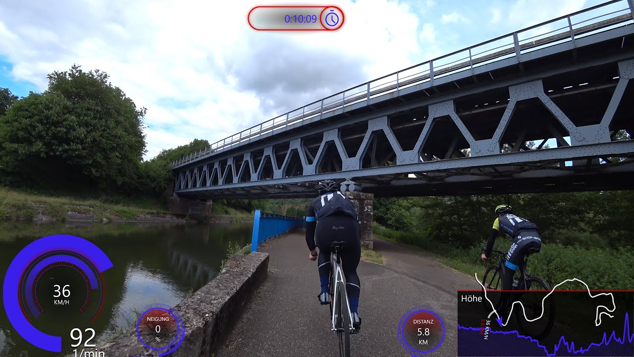 1 Hour Indoor Cycling Workout France to Germany 2020 after Lockdown with Cadence & Speed 4k