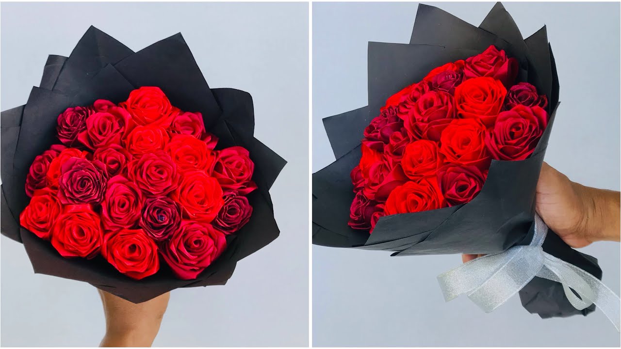 අඩු වියදමින් මල් පොකුරක් හදමු | DIY Ribbon Flower Bouquet | Creative ISH