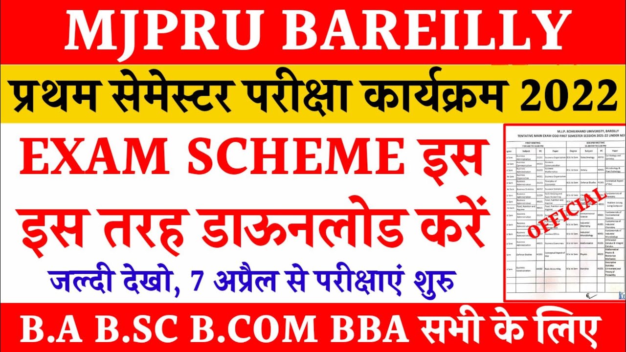 MJPRU EXAM SCHEME 2022 | DOWNLOAD MJPRU EXAM SCHEME 2022
