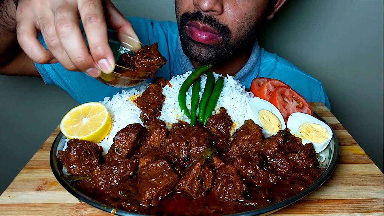 EATING SPICY BEEF CURRY || EGG || RICE WITH CHILLI EATING SHOW||#HungryPiran