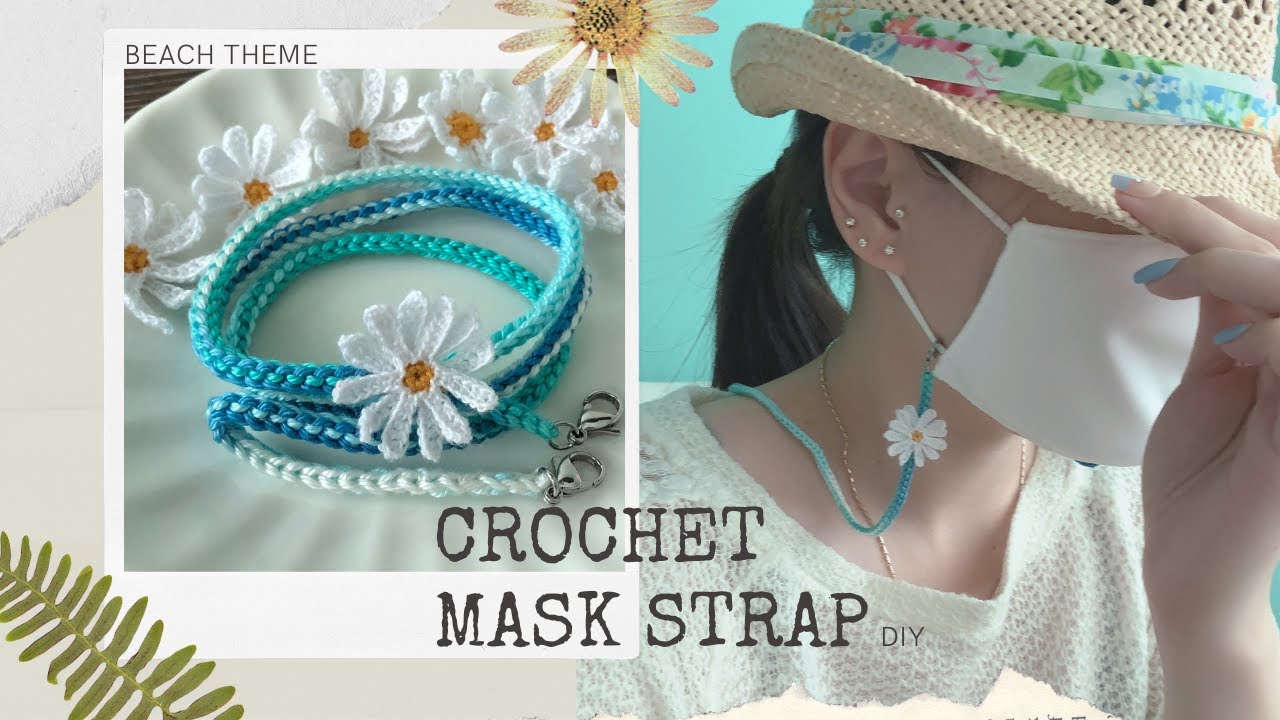 Crochet Mask Strap / Easy Double Chain Cord / Beach Theme / How to crochet mask strap