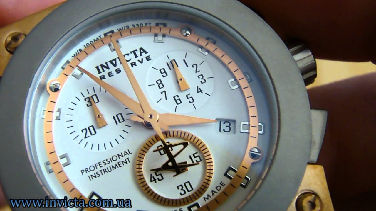 Invicta 5570 Reserve Akula Lady Swiss Made Gold Genuine Leather Chronograph