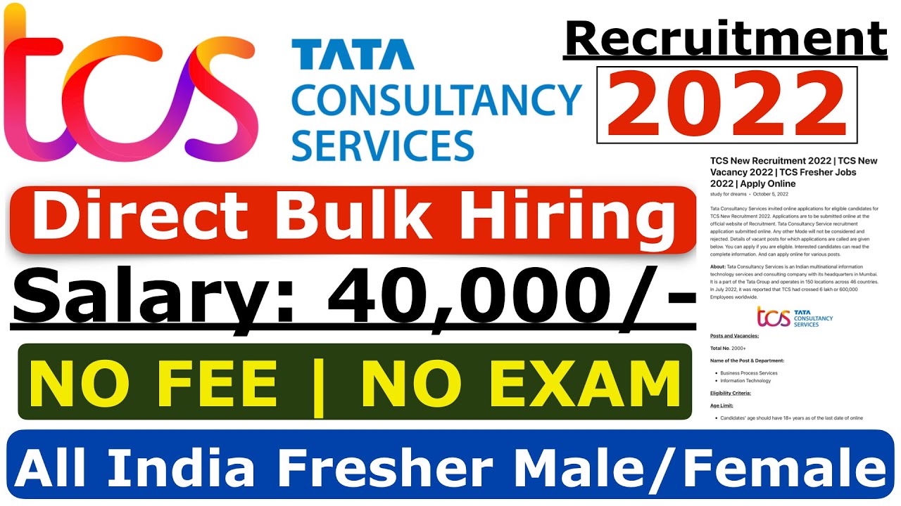 TCS Recruitment 2022 | TCS hiring Freshers | Latest Hiring | TCS JOBS | OFF Campus Placements | jobs