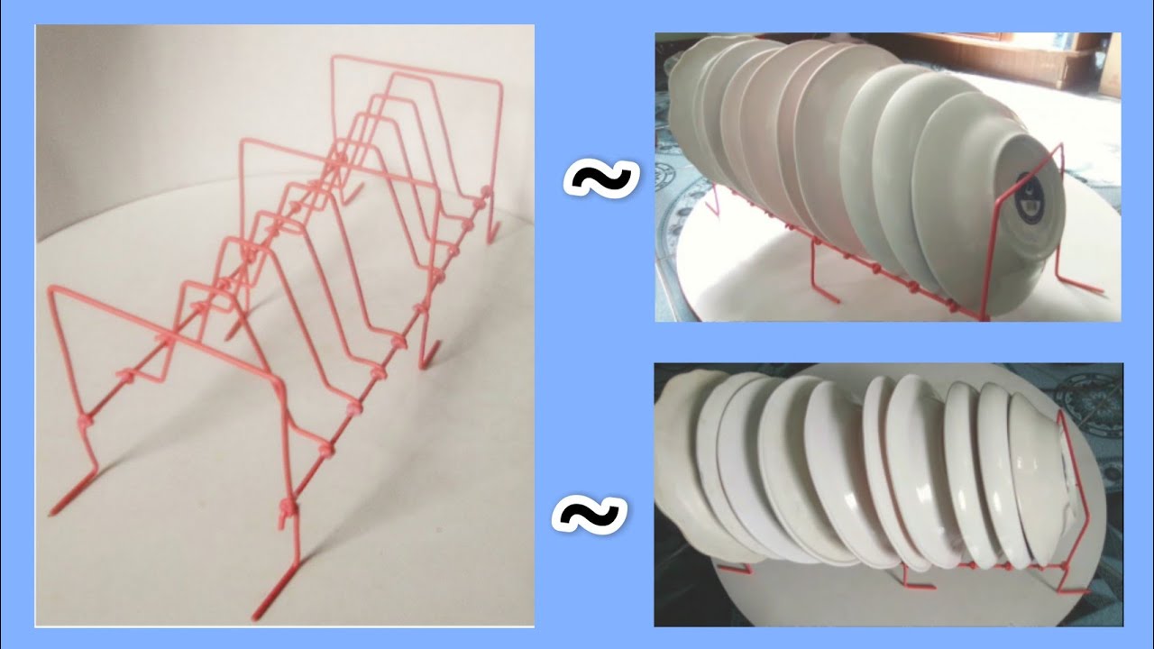 ที่คว่ำจาน ด้วยไม้แขวนเสื้อ diy