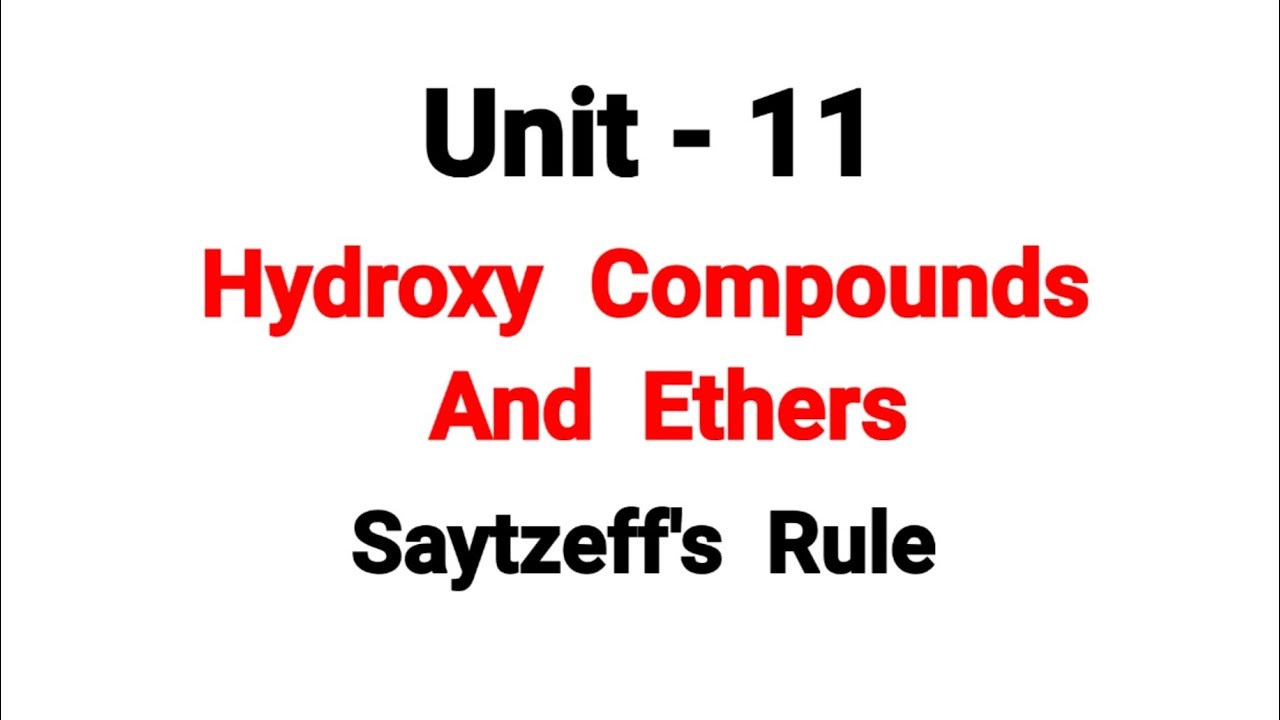 Saytzeff's Rule | Hydroxy Compounds And Ethers | TN 12th Chemistry | in tamil | unit 11