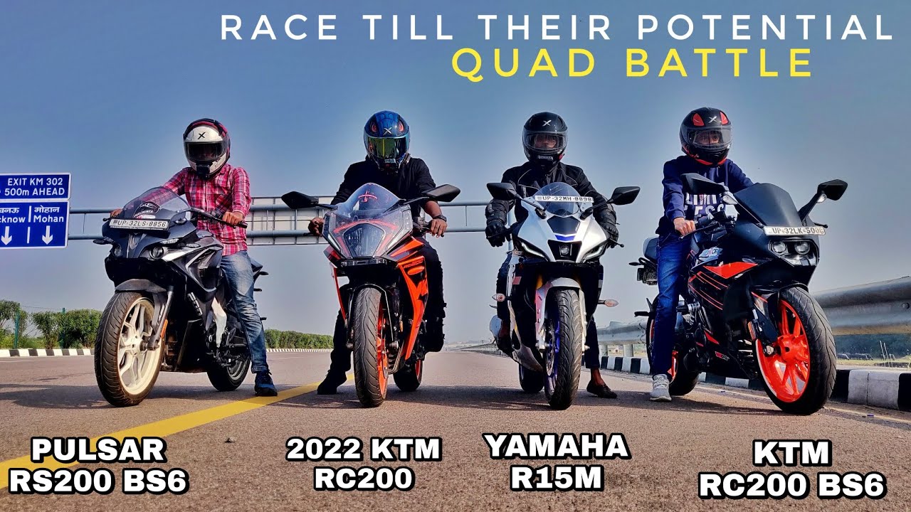 Pulsar RS200 Bs6 Vs 2022 Ktm RC200 Vs Yamaha R15M Vs Ktm RC 200 Bs6 | Race Till Their Potential