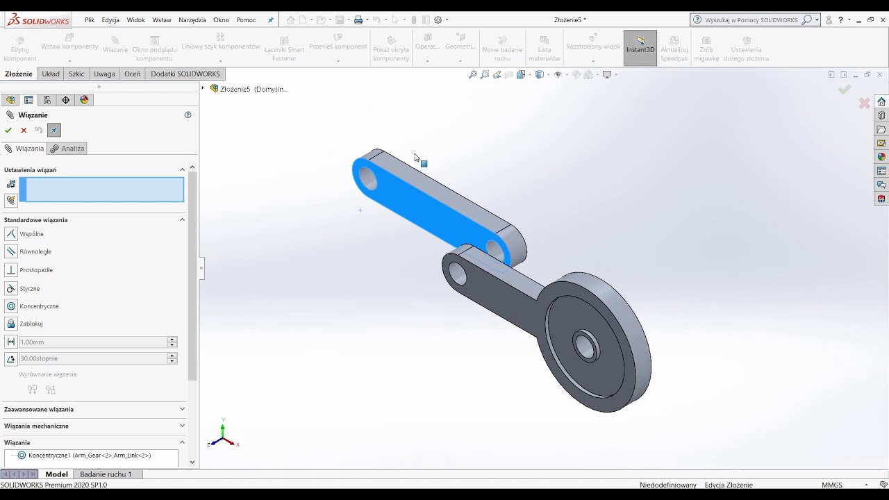 SOLIDWORKS #15 Złożenie - nakładanie wiązań