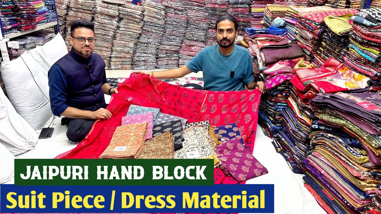 Unstitched Hand Block Suit Piece Manufacturer // Vegetable Dye Block Print Dress Material Wholesaler