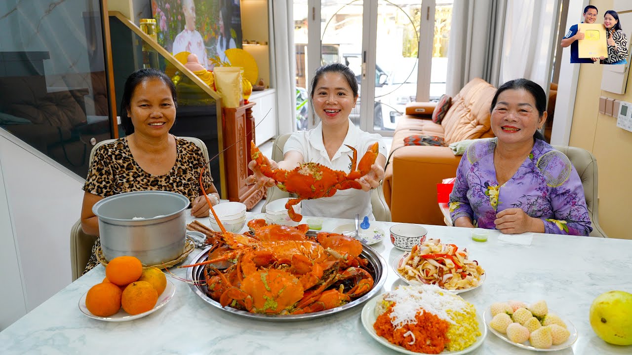 Bà Nội Bà Ngoại đưa Phan Diễm đi Siêu âm Em Bé đã có Tim Thai và Ngày Dự Sinh ăn Tôm Hùm Cua Biển