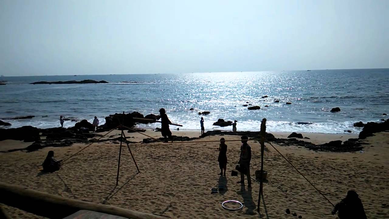 Girl walking tightrope at Anjuna Flea Market