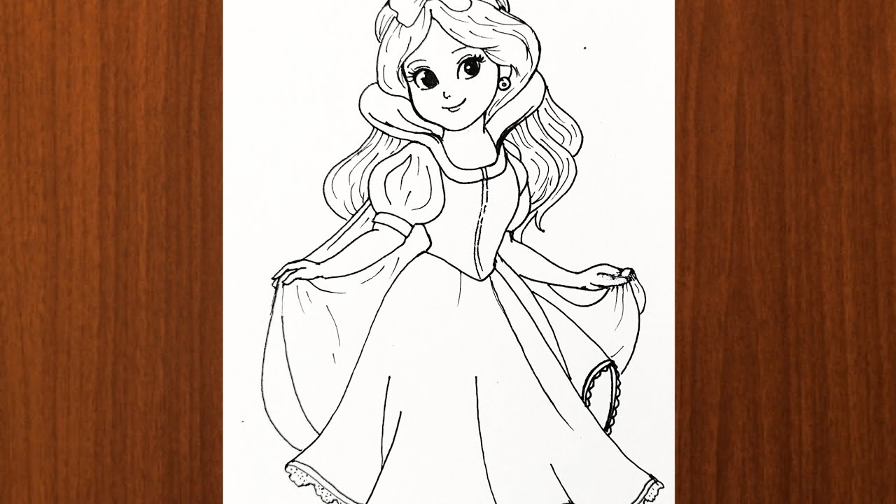 Easy princess drawing || girl drawing || how to draw a girl with beautiful dress 