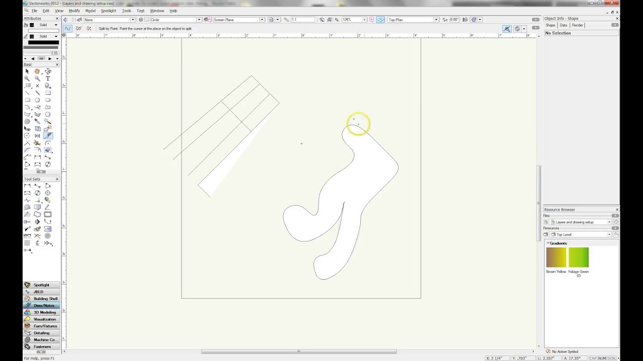 Using the SplitCombine & Trim tools in Vectorworks 2013