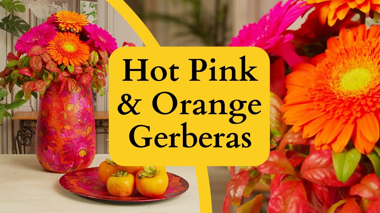 Hot Pink and Orange Gerberas! Flower Design Tutorial