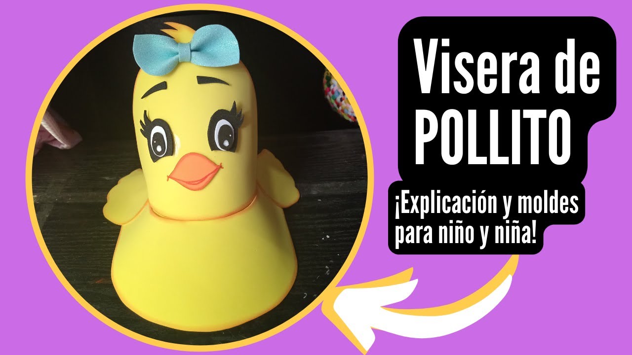 Visera de pollito en foami / Visera de pollo con foami / Visera de animales con foami o goma Eva