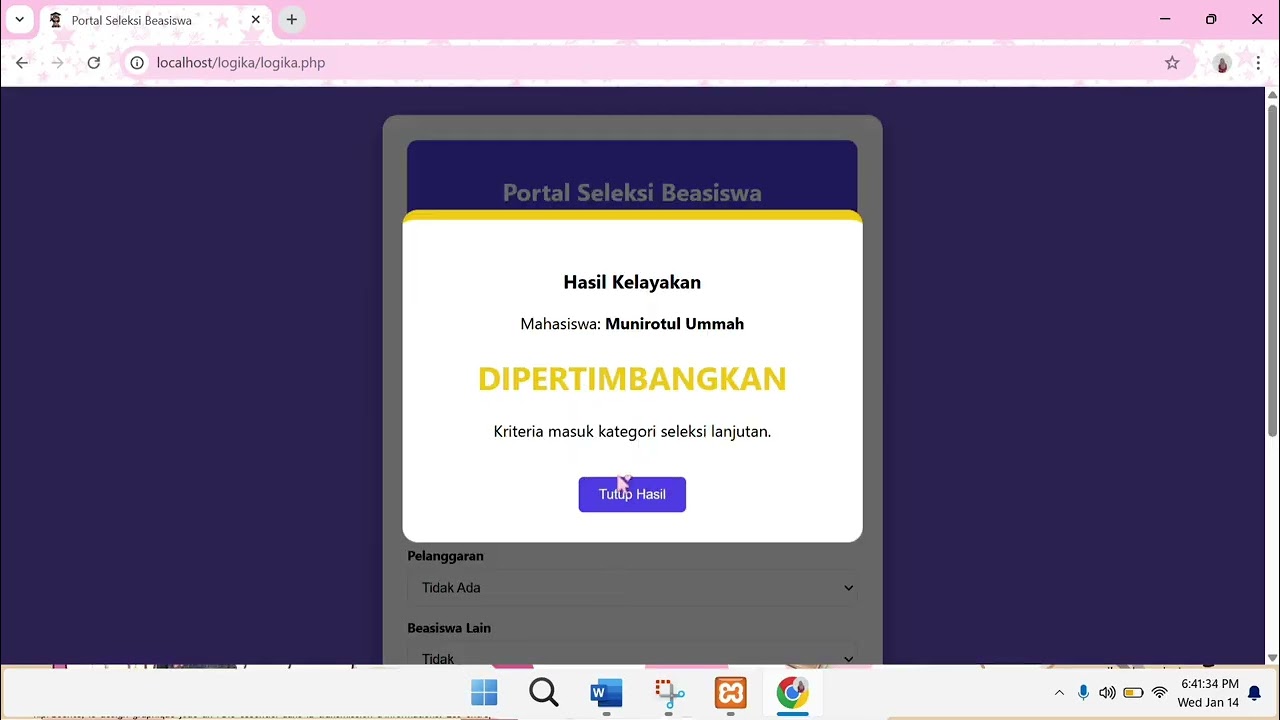 Munirotul Ummah Tugas Uas Mata kuliah Logika infomatika Program menggunakan bahasa php