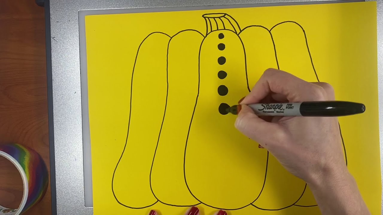 How to draw a Yayoi Kusama Pumpkin for kids 2