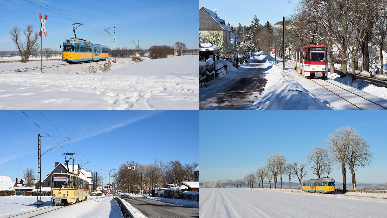 Winter an der Thüringerwaldbahn: Duewag und Tatras unterwegs im verschneiten Gothaer Straßenbahnnetz