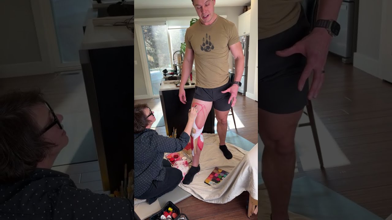 Leg painting live human anatomy art 🎨🖌️🫀