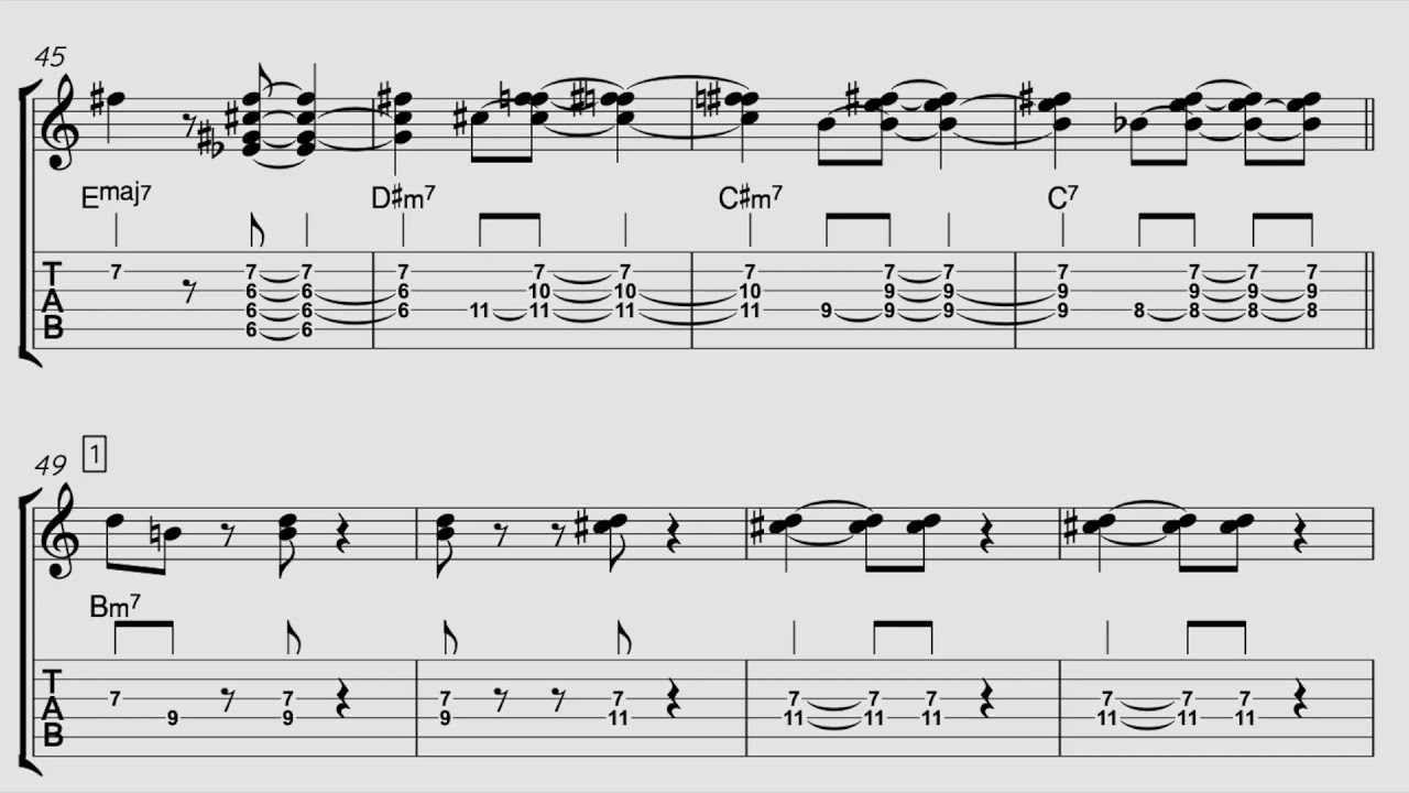 Windows / Romain Pilon Jazz Guitar Solo Transcription TAB