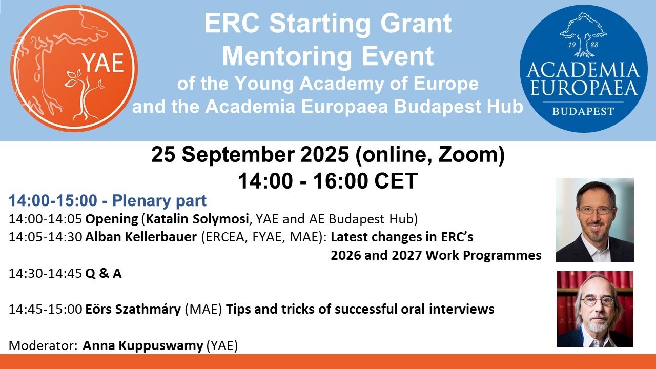 ERC Starting Grant Mentoring Event 2025 - Focus on the Oral Interview Process - Plenary Part