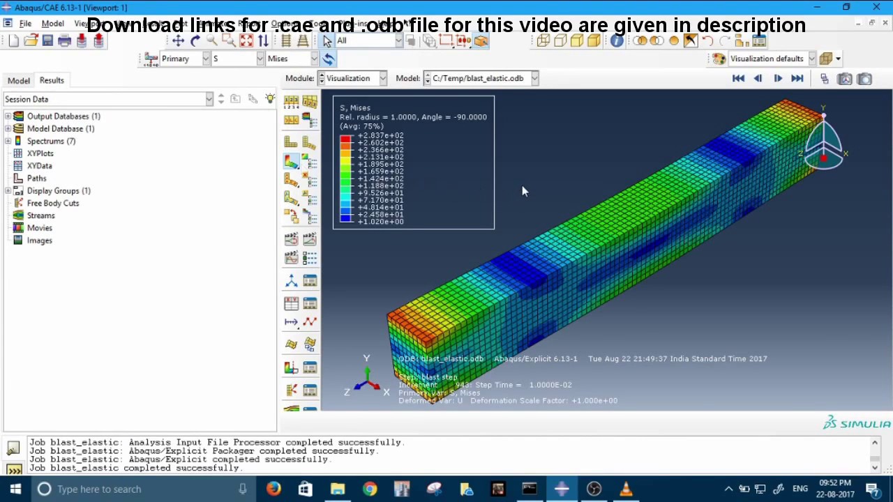 Blast loading on RCC column Dynamic Explicit Analysis in ABAQUS MP4