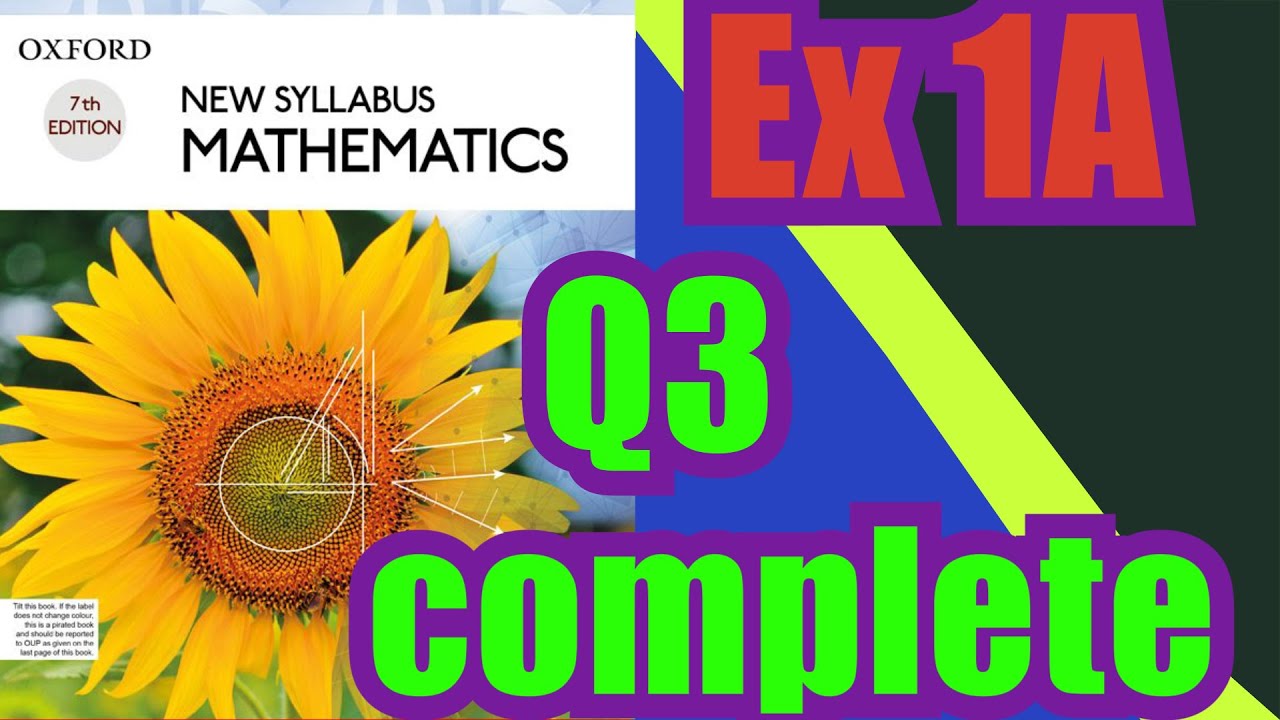 Oxford Math | Book 1 | 7th Edition |  Ex 1A | Q3 complete| Math Knowledge Skills |