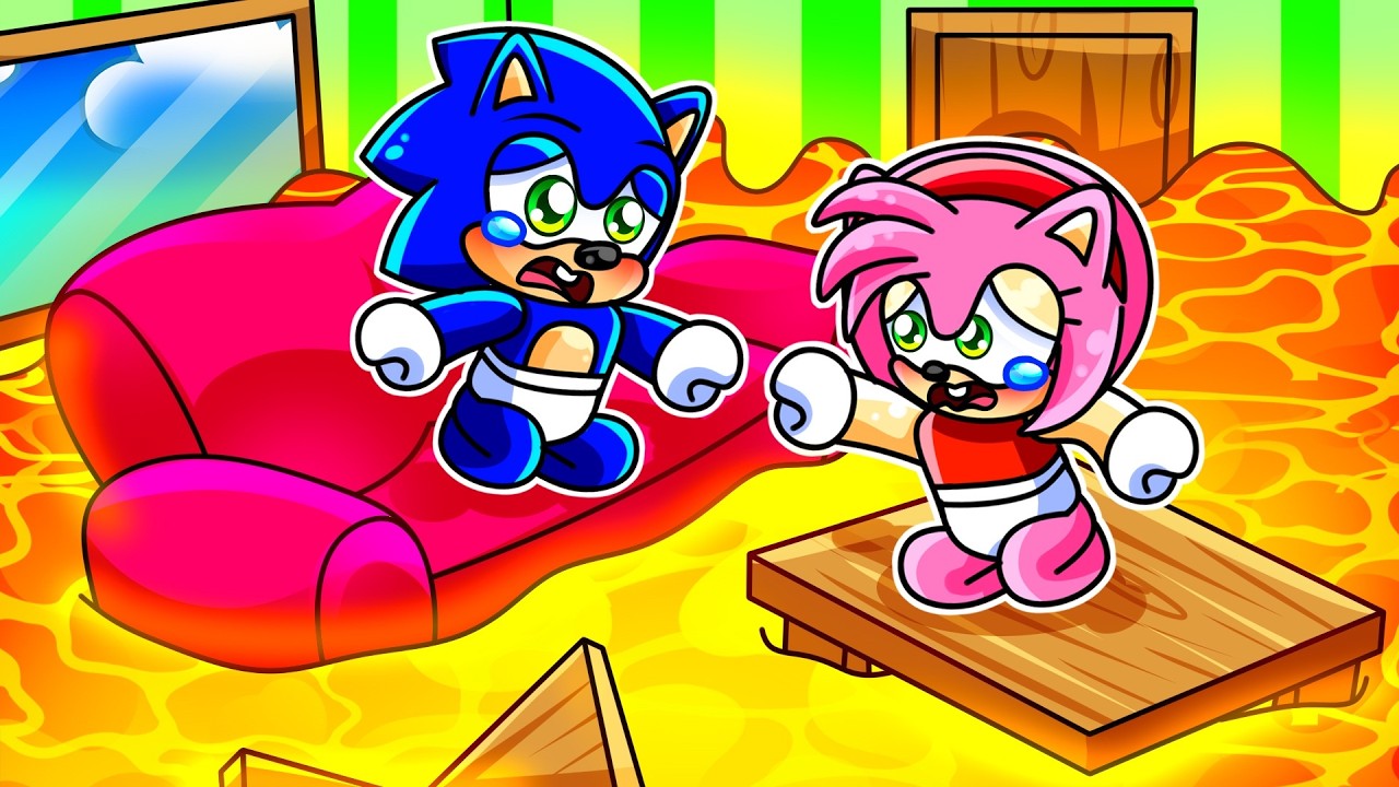 El SUELO es LAVA con BEBÉ SONIC y BEBÉ AMY en ROBLOX!