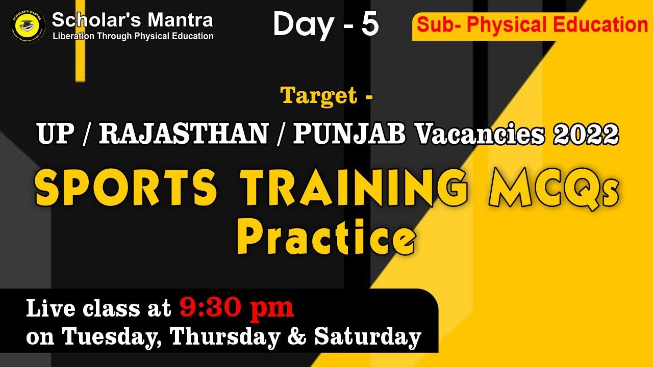 D-5 | 1 MONTH FREE CRASH COURSE | 40 SPORTS TRAINING QUESTIONS | PHYSICAL EDUCATION