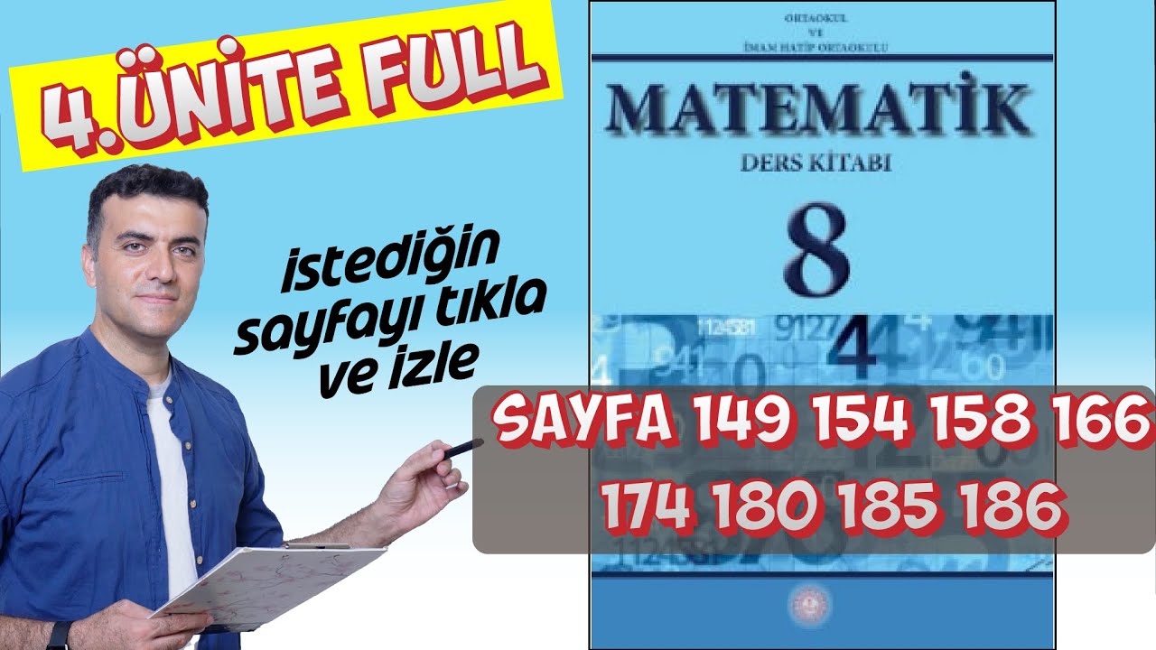 8.sınıf Matematik MEB Ders Kitabı 4.ünite Full çözümleri Sayfa 149 154 158 166 174 180 185 186