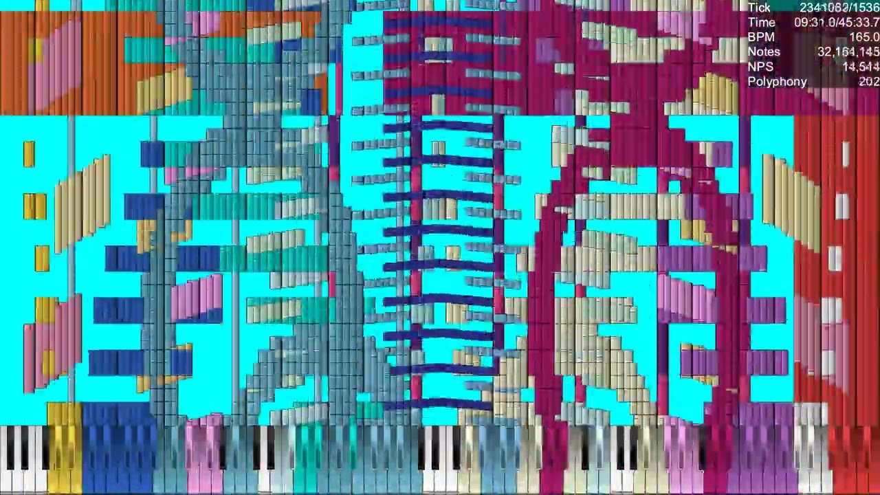 [Black MIDI] - Mario Party Medley Pre-Final 1 - 300.82 million notes (MLP Note Colored)